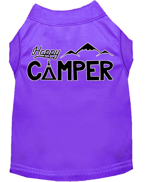 Happy Camper Screen Print Dog Shirt Purple Med